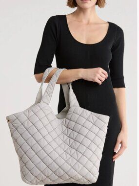 Urban Expressions Diamond Quilted Tote - Dove Grey - NWOT